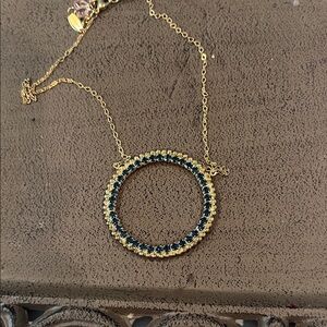 Gold and Blue Circle Pendant Necklace
